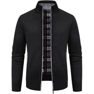 Mens Knit Cardigan Sweater Long Sleeve Zipper Fall Winter Warm Casual Soft Knit